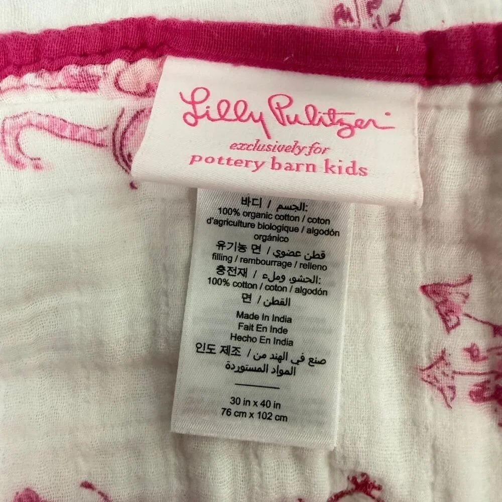Pottery Barn Kids Lilly Pulitzer 30”x40” Elephant Bazaar Monogrammed Blanket